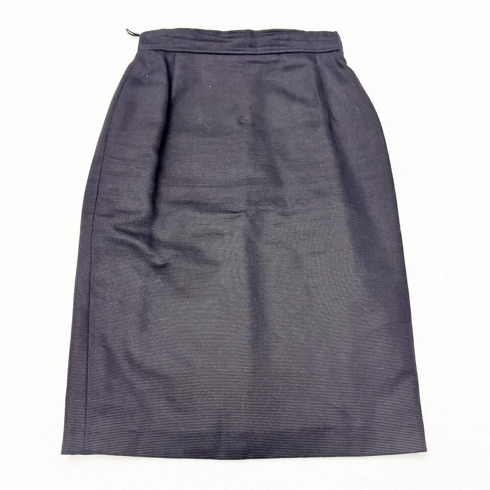 Louis Feraud Black Classic Cotton Textured Pencil Skirt Size 6 Made in Germany